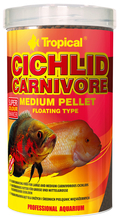 TROPICAL Cichlid Carnivore Medium Pellet - dla dużych i średnich gat. mięsożernych pielęgnic, wiadro 5L, 10L