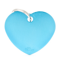 MY FAMILY Heart Light Blue - aluminiowa adresówka dla psa