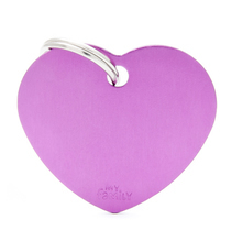 MY FAMILY Heart Purple - aluminiowa adresówka dla psa