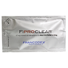 Francodex Fiproclear - krople przeciwko pchłom i kleszczom dla psa o wadze do 10 kg, pipeta 0,67 ml