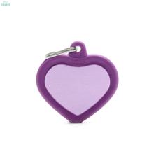 MY FAMILY HUSHTAG ALU COLLECTION Heart Purple - aluminiowo-gumowa adresówka dla psa