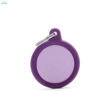 MY FAMILY HUSHTAG ALU COLLECTION Circle Purple - aluminiowo-gumowa adresówka dla psa