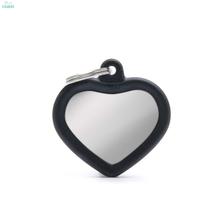 MY FAMILY HUSHTAG CHROME COLLECTION Heart Black - adresówka dla psa