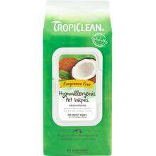 Tropiclean Hypoallergenic Wipes - hypoalergiczne, kokosowe chusteczki do czyszczenia sierści zwierząt, 100 sztuk