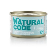 NATURAL CODE 01 light puszka 85g tuńczyk, jagody goi i żurawina, mokra karma dla kota