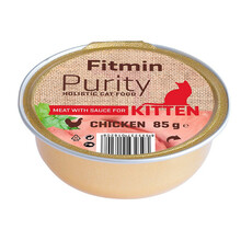 FITMIN Cat Purity alutray kitten Chicken - Kompletna karma mokra kotów, 85g