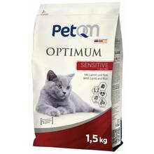 PetQM Adult Optimum Sensitive Lamb - kompletna sucha karma z jagnięciną i ryżem dla dorosłych kotów o wrażliwym żołądku, 1.5kg