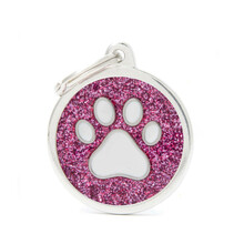 MY FAMILY SHINE Pink Glitter White Paw - ADRESÓWKA DLA PSA