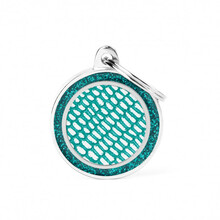 MY FAMILY SHINE Medium Circle Saint Tropez Turquoise with Glitter - ADRESÓWKA DLA PSA