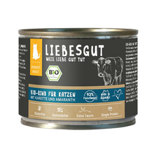 LIEBESGUT BIO Rind - wołowina z marchewką ekologiczna mokra karma dla kota, 200g