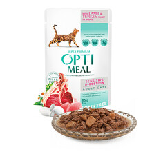 OPTI MEAL Sensitive Digestion jagnięcina z indykiem - mokra karma dla kota, saszetka 85g