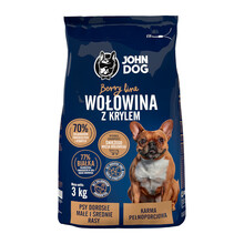 JOHN DOG Berry Line Wołowina z krylem - Sucha karma dla psów małych i średnich ras, 3kg