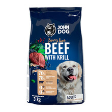 JOHN DOG Berry Line Wołowina z krylem - Sucha karma dla psów średnich i dużych ras, 3kg