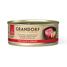 GRANDORF Tuna Fillet & Shrimps - mokra karma dla kota z filetem z tuńczyka i krewetkami, puszka 70g