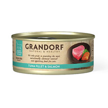 GRANDORF Tuna Fillet & Salmon - mokra karma dla kota z filetem z tuńczyka i łososiem, puszka 70g