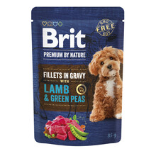 BRIT Premium by Nature Dog Fillets in Gravy Lamb - mokra karma dla psa, jagnięcina z groszkiem, saszetka 85g