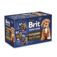 BRIT Premium by Nature Dog Fillets in Gravy 3 smaki - mokra karma dla psa, zestaw saszetek 12x85g