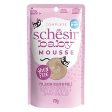 SCHESIR BABY MOUSSE z kurczakiem i wątróbką - karma dla kociąt, mus, saszetka 70g