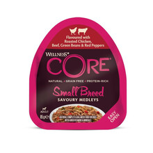 Wellness Core Small Breed Savoury Medleys, karma mokra, dla dorosłych psów małych ras, kurczak, wołowina, zielona fasolka, czer. papryka 85g szalka