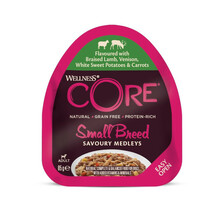 Wellness Core Small Breed Savoury Medleys, karma mokra, dla dorosłych psów małych ras, jagnięcina, sarnina, słodkie ziemniaki, marchewka 85g szalka